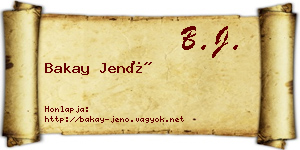 Bakay Jenő névjegykártya