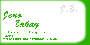 jeno bakay business card
